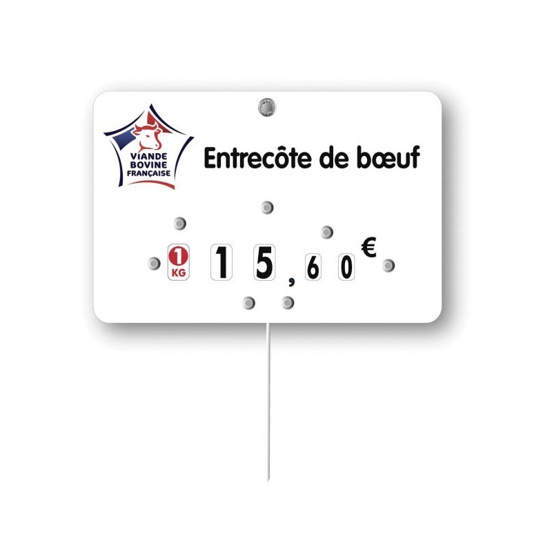Etiquette : Viande Bovine française à texte - 8x12 cm (avec roulettes & pique inox)disponible à la Maison Pollet de Toulouse