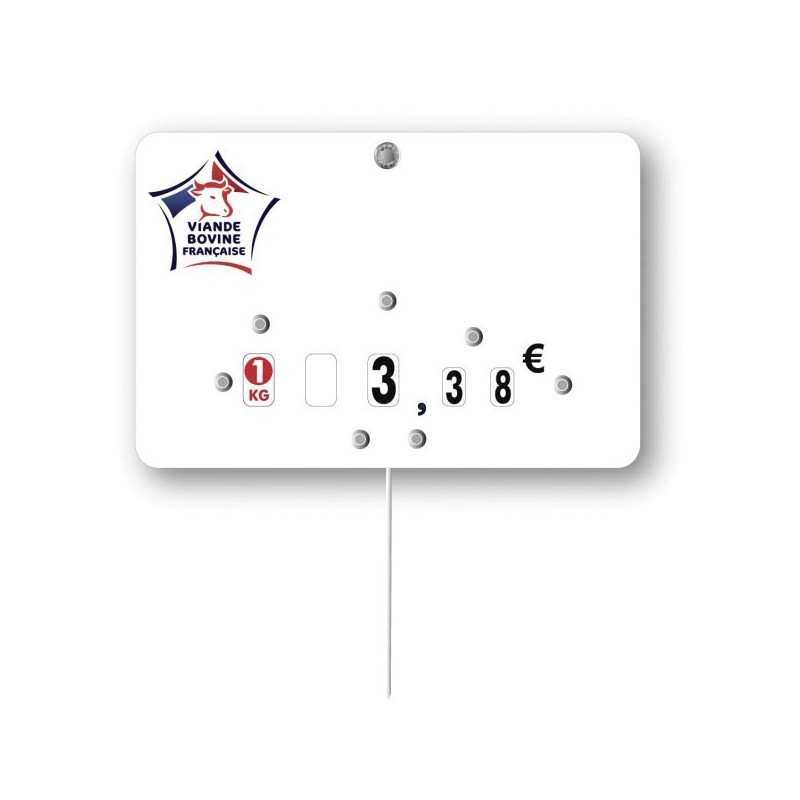 Etiquette : Viande Bovine française neutre - 8x12 cm (avec roulettes & pique inox)disponible à la Maison Pollet de Toulouse