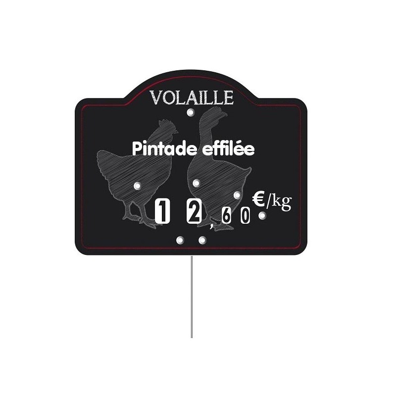 Etiquette : Maestro Volaille à texte - 9x12 cm (avec roulettes & pique inox)disponible à la Maison Pollet de Toulouse