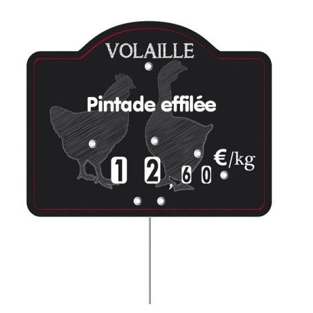 Etiquette : Maestro Volaille à texte - 9x12 cm (avec roulettes & pique inox)disponible à la Maison Pollet de Toulouse