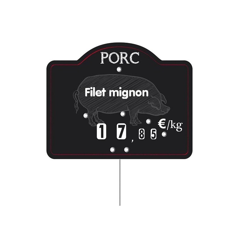 Etiquette : Maestro Porc à texte - 9x12 cm (avec roulettes & pique inox)disponible à la Maison Pollet de Toulouse