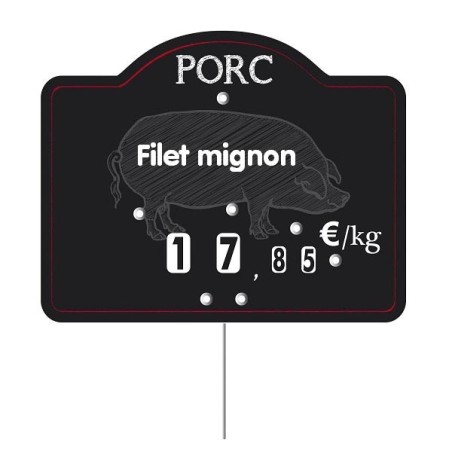 Etiquette : Maestro Porc à texte - 9x12 cm (avec roulettes & pique inox)disponible à la Maison Pollet de Toulouse