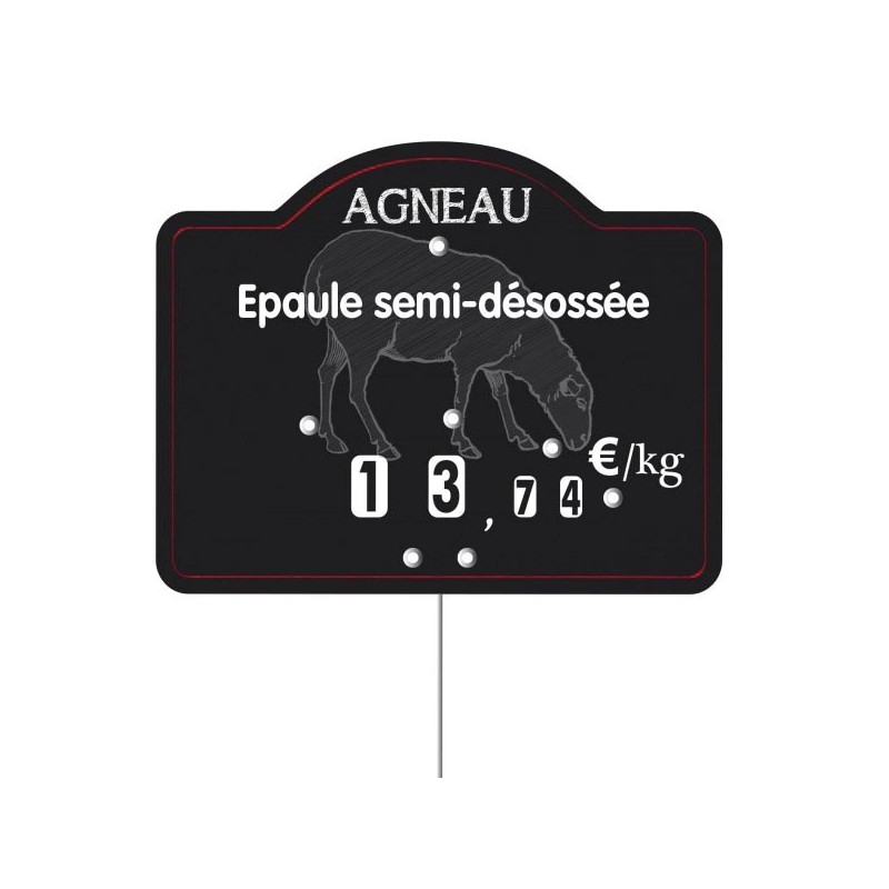 Etiquette : Maestro Agneau à texte - 9x12 cm (avec roulettes & pique inox)disponible à la Maison Pollet de Toulouse