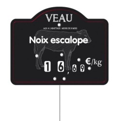 Etiquette : Maestro Veau à texte - 9x12 cm (avec roulettes & pique inox)disponible à la Maison Pollet de Toulouse