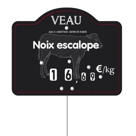Etiquette : Maestro Veau à texte - 9x12 cm (avec roulettes & pique inox)disponible à la Maison Pollet de Toulouse