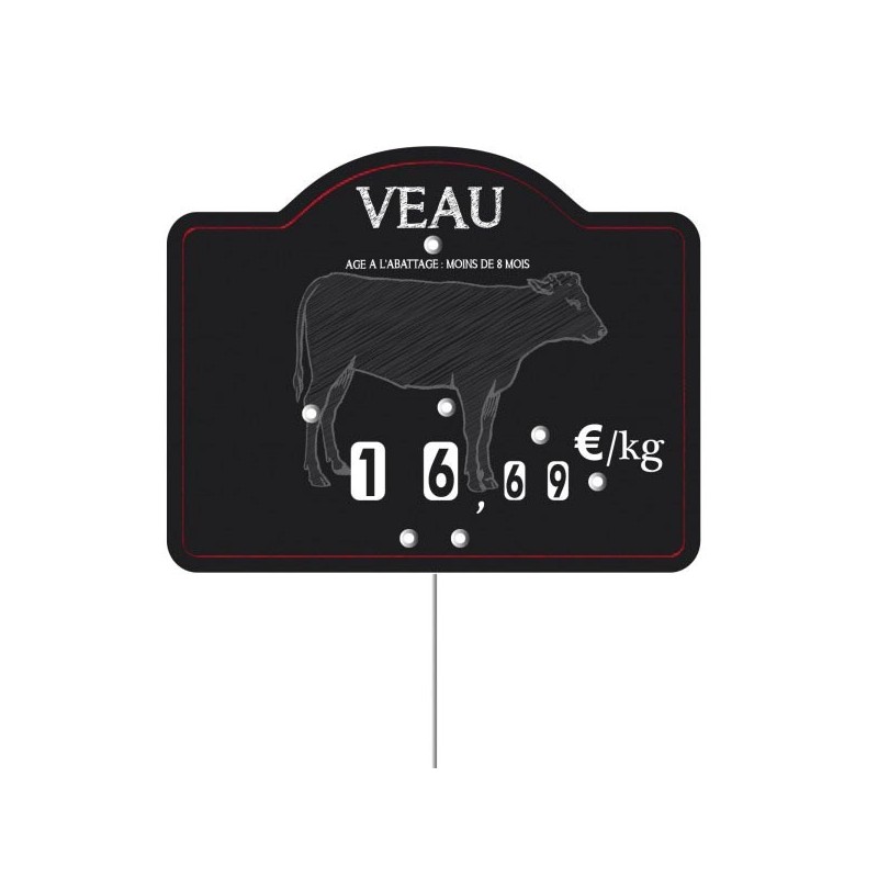 Etiquette : Maestro Veau neutre - 9x12 cm (avec roulettes & pique inox)disponible à la Maison Pollet de Toulouse