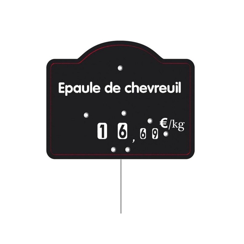 Etiquette : Maestro à texte - 9x12 cm (avec roulettes & pique inox)disponible à la Maison Pollet de Toulouse