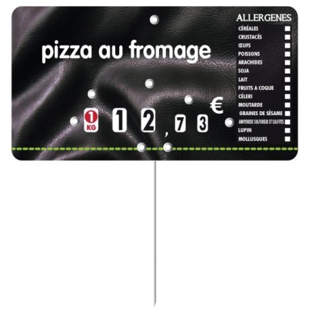Etiquette : Presto à texte avec allergènes - 7x13 cm (avec roulettes & pique inox)disponible à la Maison Pollet de Toulouse