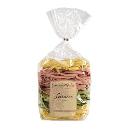 Fettucce pâtes aux oeufs italiennes 3 couleurs - 250 g (Saveurs d'Italie)disponible à la Maison Pollet de Toulouse