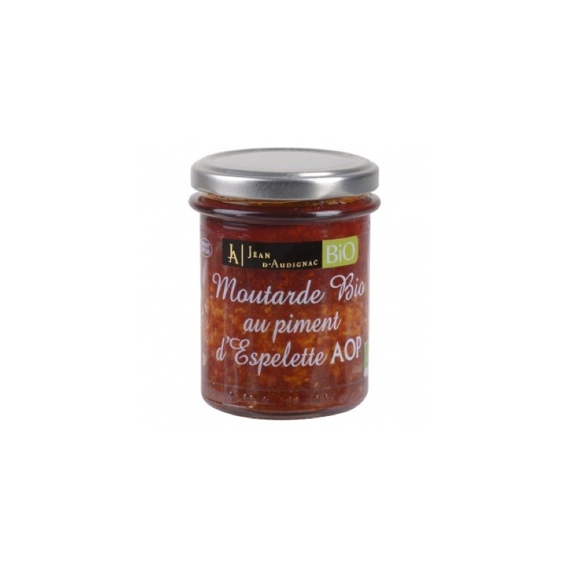 Moutarde Bio au piment d'Espelette - 175 g (Jean d'Audignac)disponible à la Maison Pollet de Toulouse