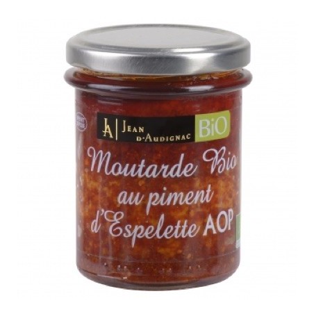 Moutarde Bio au piment d'Espelette - 175 g (Jean d'Audignac)disponible à la Maison Pollet de Toulouse