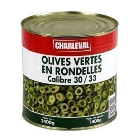 Olives Vertes rondelles - 3/1 (Charleval)disponible à la Maison Pollet de Toulouse