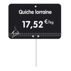 Etiquette : Noire à texte et prix décor Charcuterie Traiteur - 8x12 cm (pique inox)disponible à la Maison Pollet de Toulouse