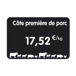 Etiquette : Noire à texte et prix décor Boucherie - 7x10 cmdisponible à la Maison Pollet de Toulouse