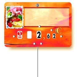 Etiquette : Paprika Charcuterie Traiteur neutre - 7x10 cm (avec roulettes & pique inox)disponible à la Maison Pollet de Toulouse