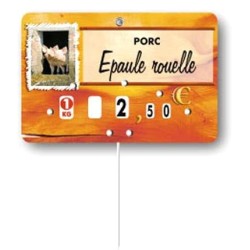 Etiquette : Paprika Porc à texte - 8x12 cm (avec roulettes & pique inox)disponible à la Maison Pollet de Toulouse