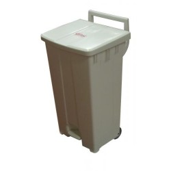 Poubelle avec pédale et roues 90 litres couvercle blancdisponible à la Maison Pollet de Toulouse