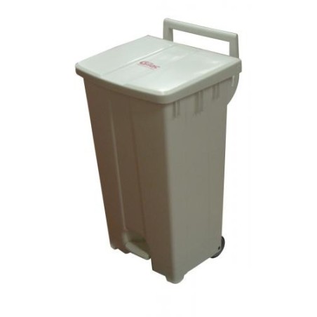 Poubelle avec pédale et roues 90 litres couvercle blancdisponible à la Maison Pollet de Toulouse