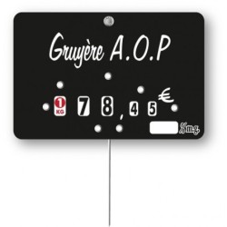 Etiquette : Noire Crèmerie à texte - 7x10 cm (avec roulettes & pique inox)disponible à la Maison Pollet de Toulouse