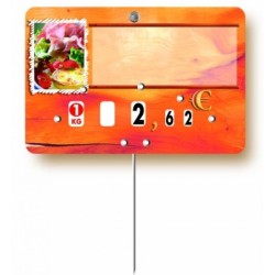 Etiquette : Paprika Charcuterie Traiteur neutre - 6x9 cm (avec roulettes & pique inox)disponible à la Maison Pollet de Toulouse