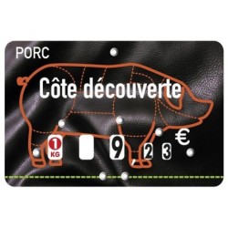 Etiquette : Presto Porc à texte - 8x12 cm (avec roulettes & pique inox)disponible à la Maison Pollet de Toulouse