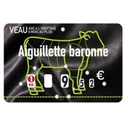 Etiquette : Presto Veau à texte - 8x12 cm (avec roulettes & pique inox)disponible à la Maison Pollet de Toulouse